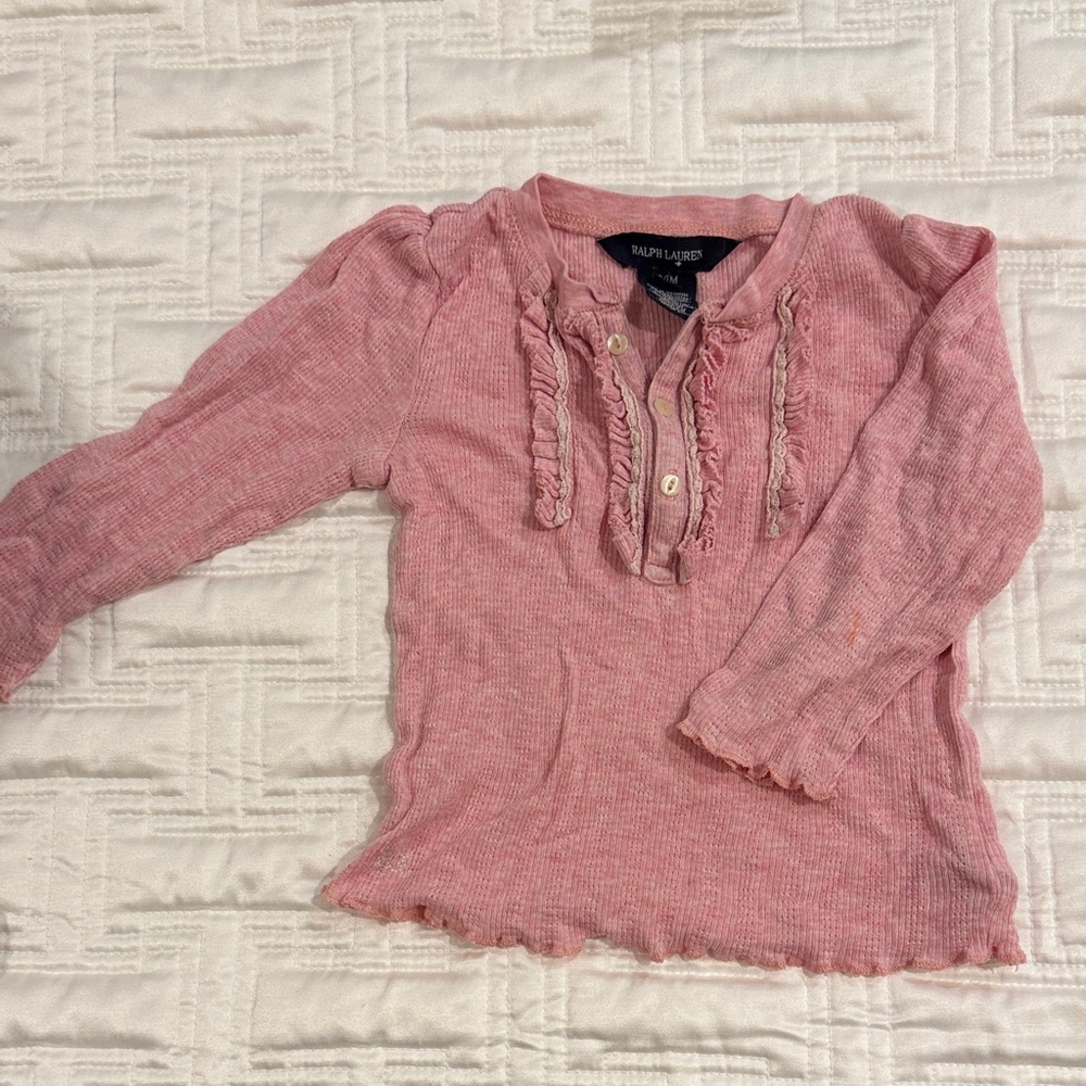 Ralph Lauren Rose Long Sleeve Ruffle Top